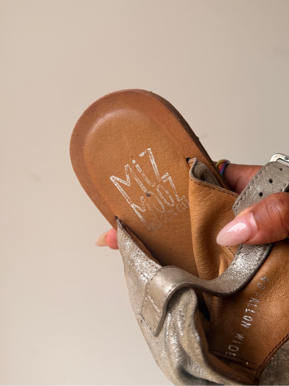 Miz Mooz Metallic Silver Open-Toe Slingback Sandals - Picture 6 of 7